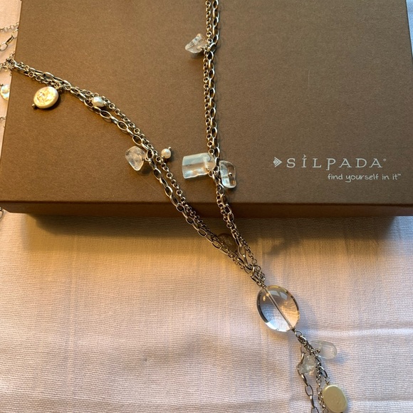 Silpada 925 Sterling Silver Crystal Long Tassel Necklace - Picture 4 of 9